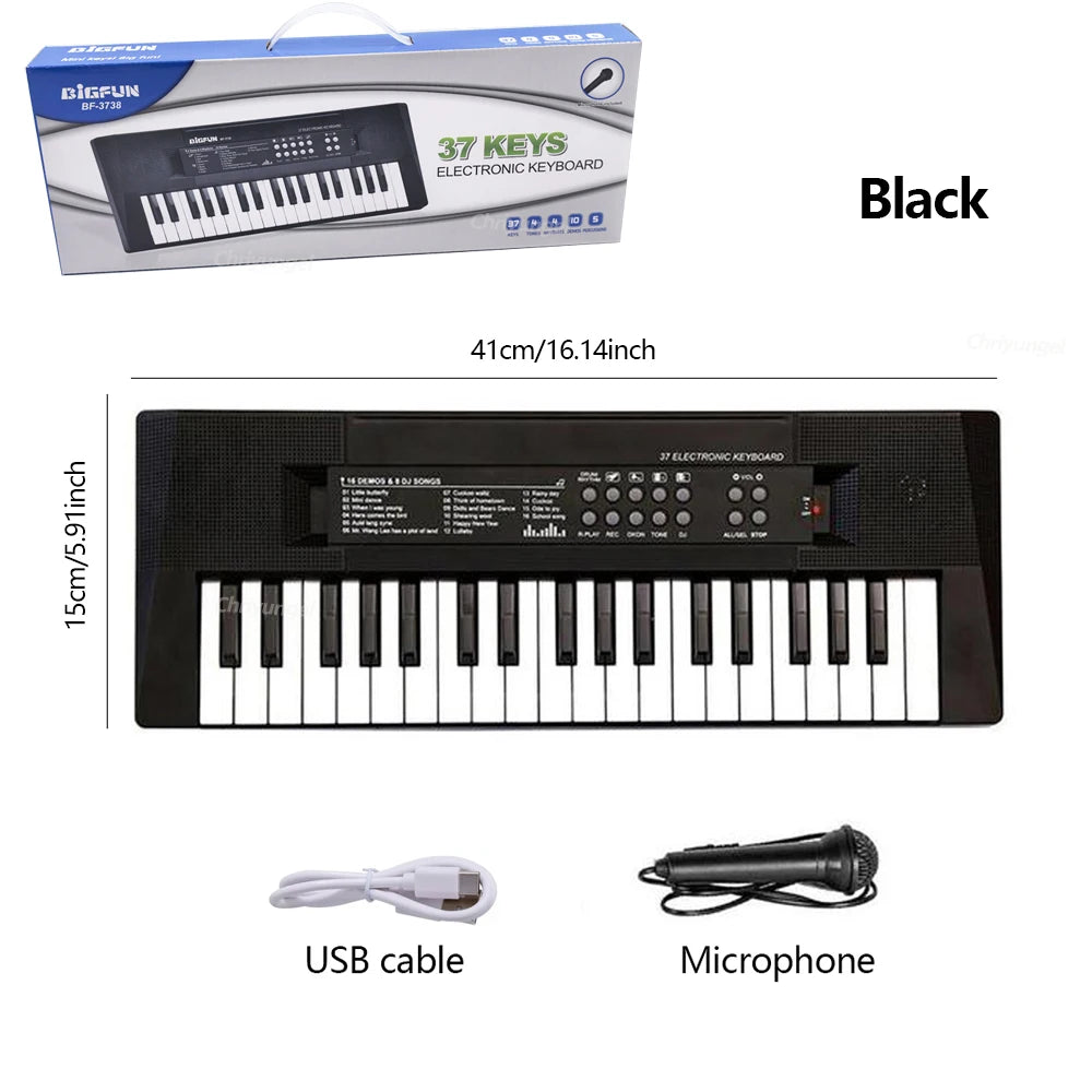 37 Keys Electronic Piano Keyboards with Microphone Rechargeable Education Toy