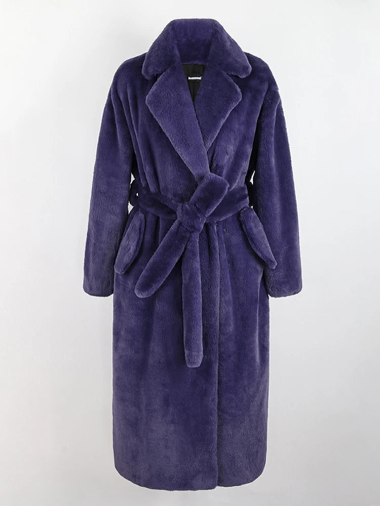 Women's Long Fluffy Faux Fur Coat