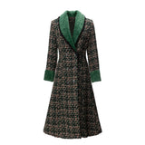 Women's Long Sleeve Studded Lapel Woolen Coat