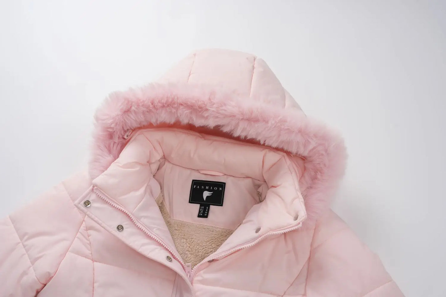 Women's Fleece Lined Ribbed Cuff Windproof Puffer Coat