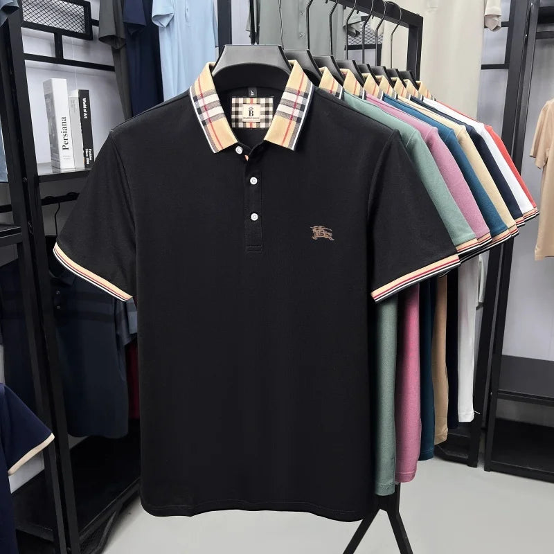 Men's Silk Cotton Short Sleeve Polo T-shirt