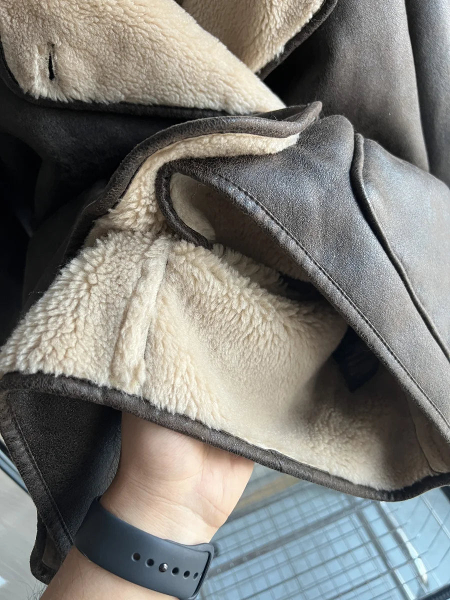 Women's Double Sided Collar Oversized Long Sleeve Jacket