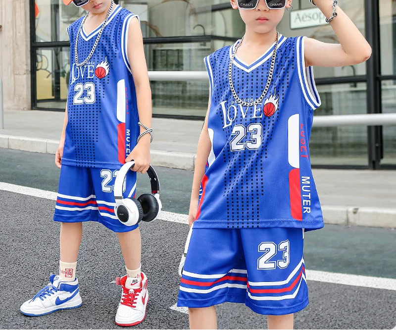 Kids 2Pcs Basketball Quick Drying Comfortable Tracksuit Set
