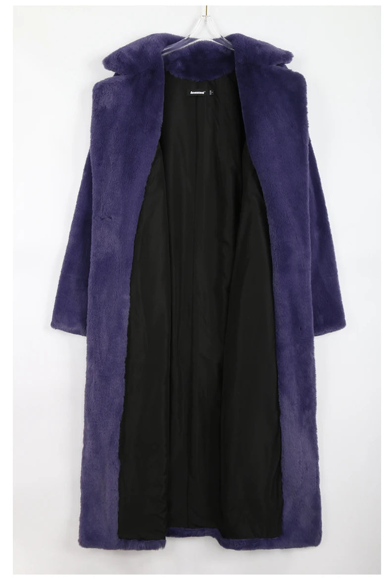 Women's Long Fluffy Faux Fur Coat