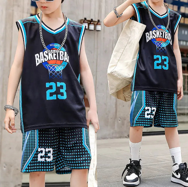 Kids 2Pcs Basketball Quick Drying Comfortable Tracksuit Set
