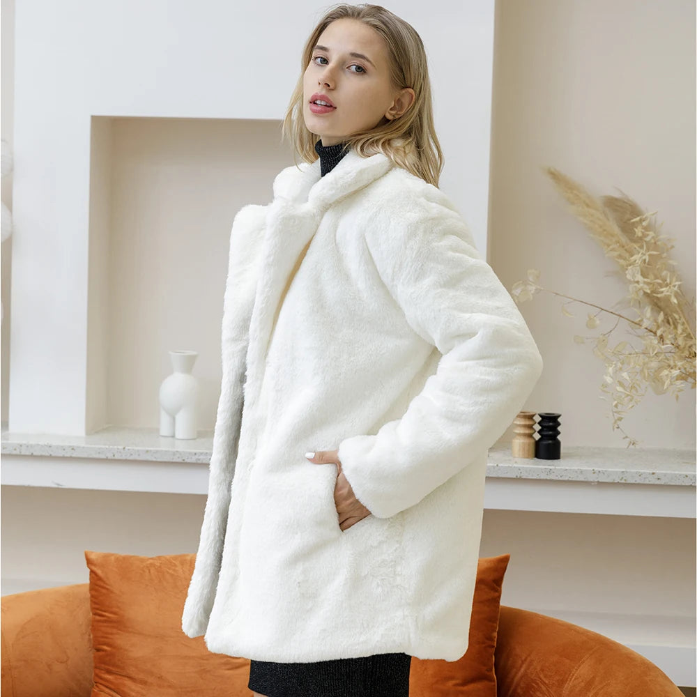 Women's FAUX Fur Elegant Mink Coat