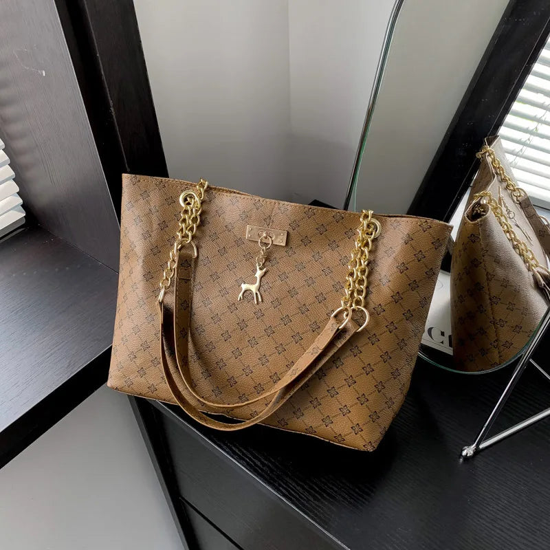 Women's Presbyopia Texture Soft Leather Large Capacity Handbag