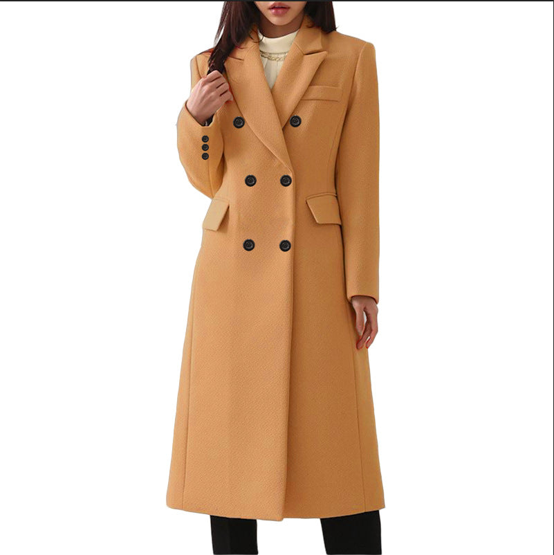 Women's Long Plus Size Woolen Coat