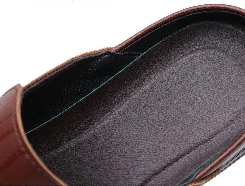 Women's Half Drag Genuine Leather Penny Slippers Loafers