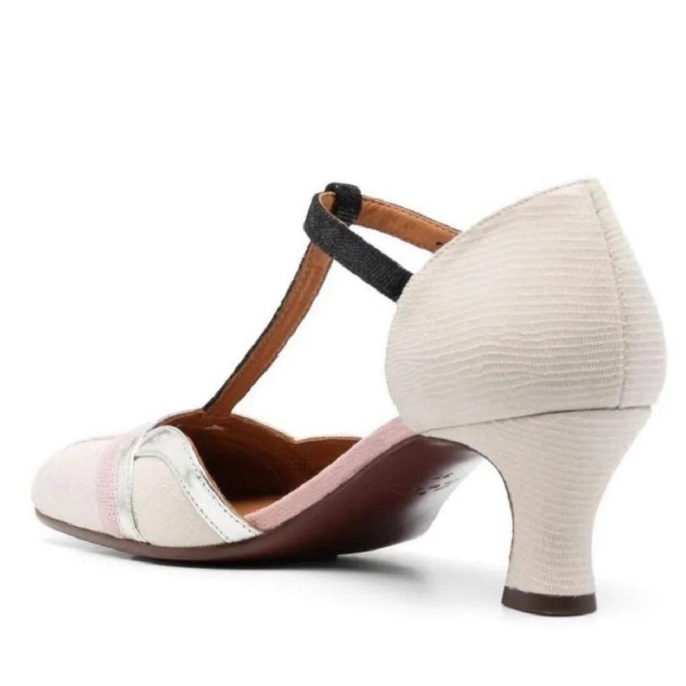Women's Genuine Leather Retro Buckle Strap Vintage Pumps