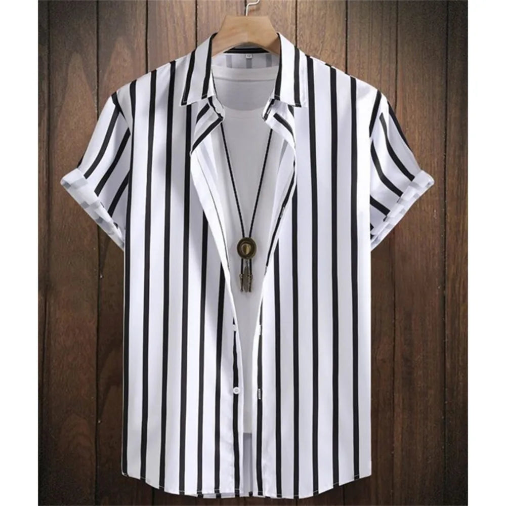 Men's Short Sleeve Lapel Hawaiian Blouse Shirt
