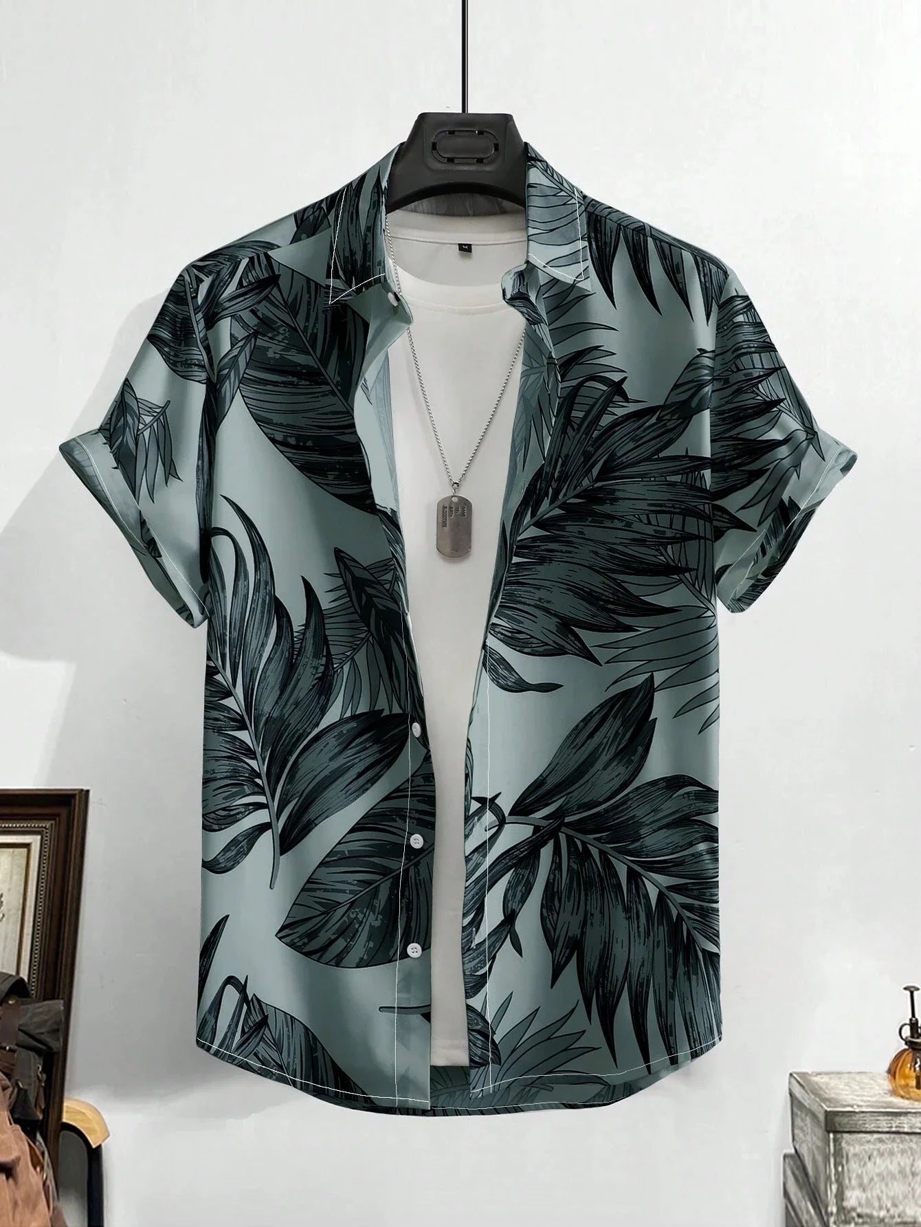 Men's Hawaiian Print Thin Beach Slim Vintage Shirt