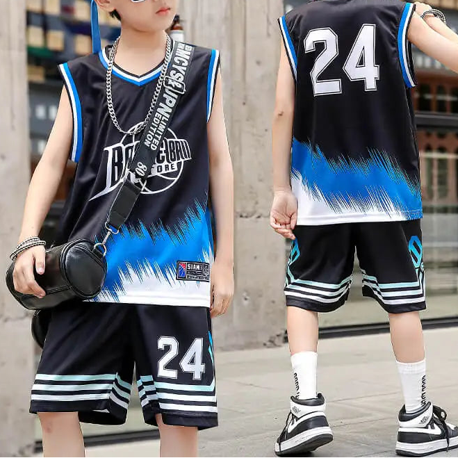 Kids 2Pcs Basketball Quick Drying Comfortable Tracksuit Set