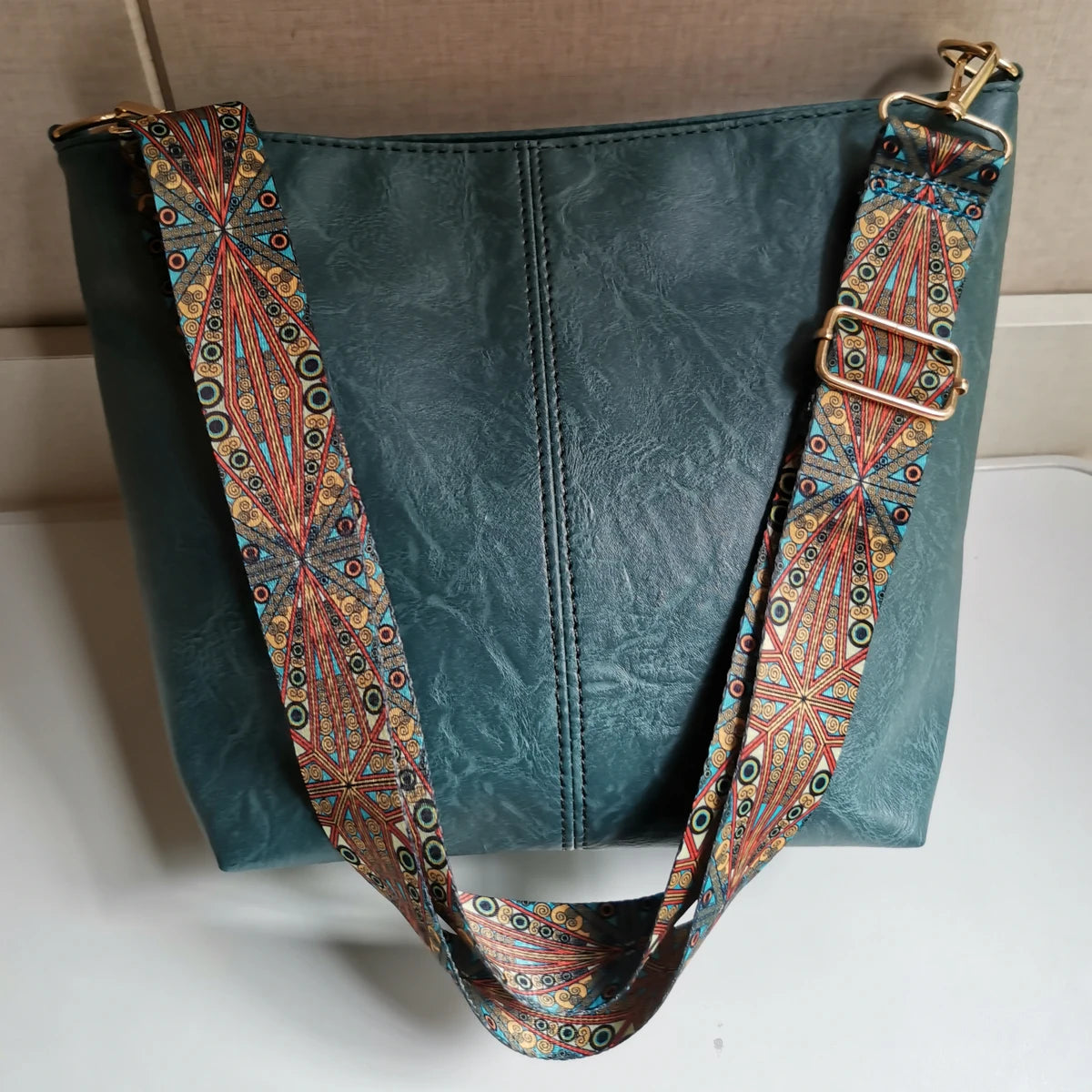 Women's Large Capacity Geometric Wide Shoulder bag