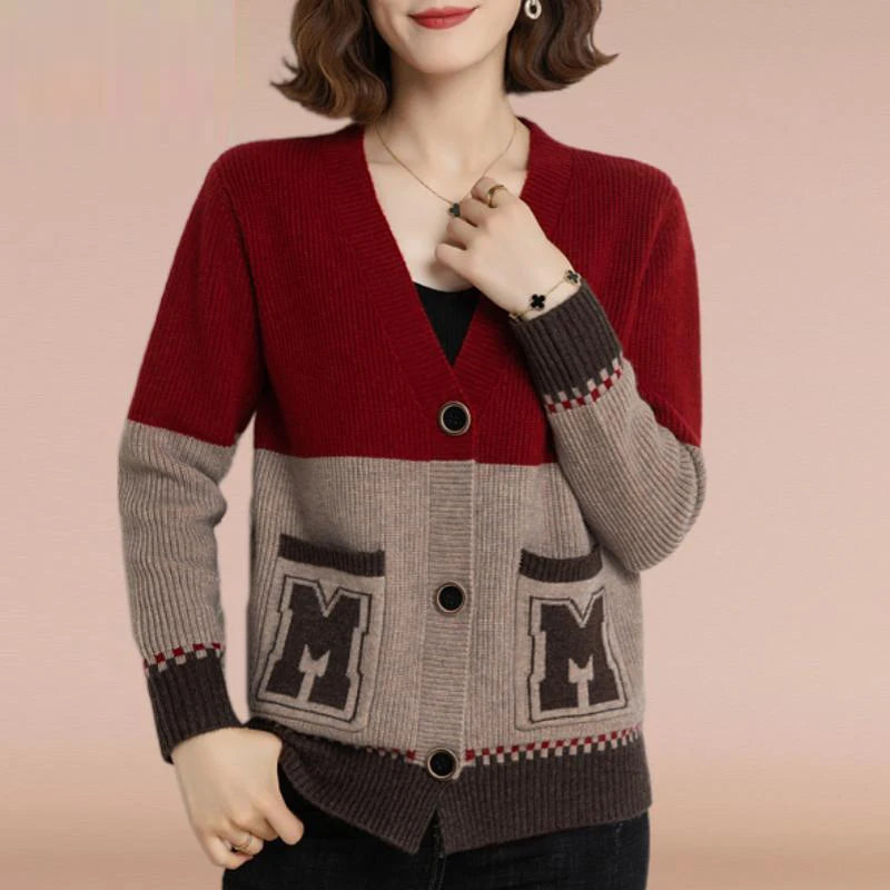 Women's Long Sleeve Pockets Button Knitted  Sweater Cardigan