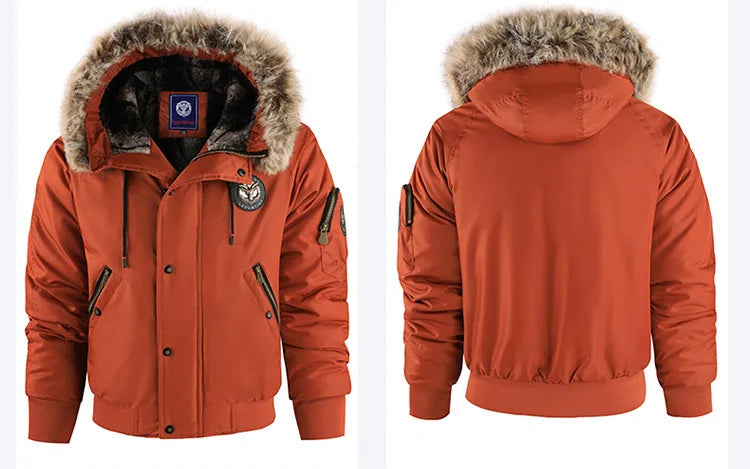 Men's Hooded Zipper Waterproof Thermal Parka Jacket