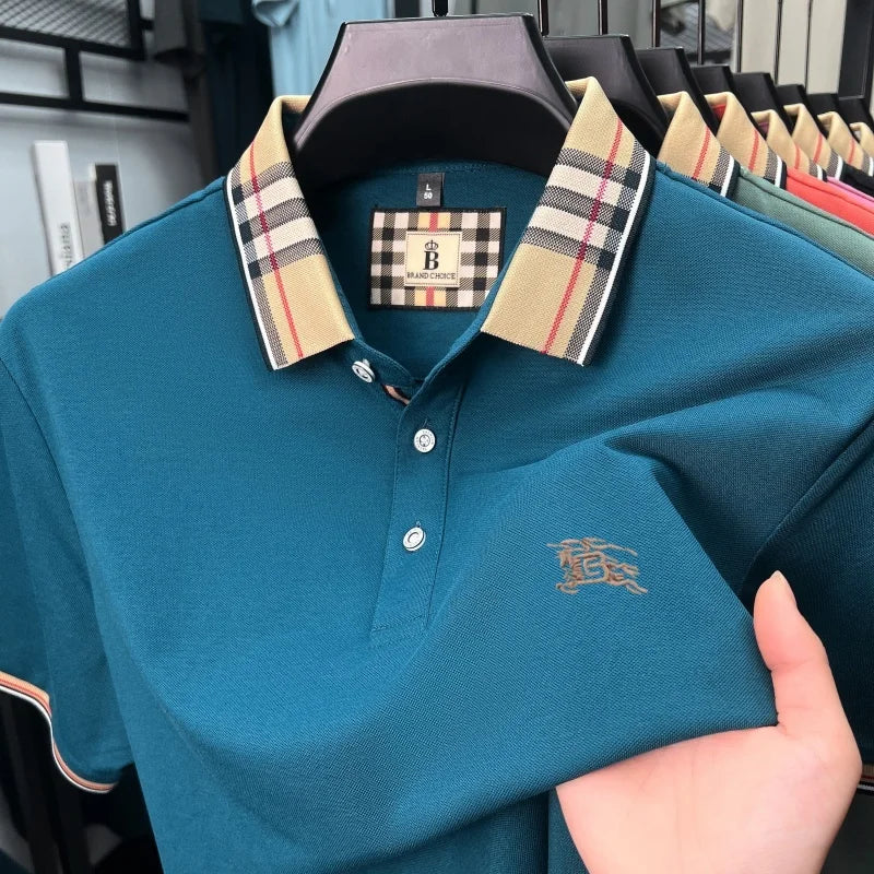 Men's Silk Cotton Short Sleeve Polo T-shirt
