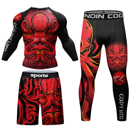 Men's Compression Boxing Blouse Sportswear Set