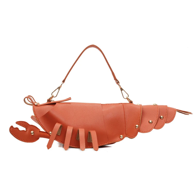 PU Zipper Lobster Shape Rivet Shoulder Bag