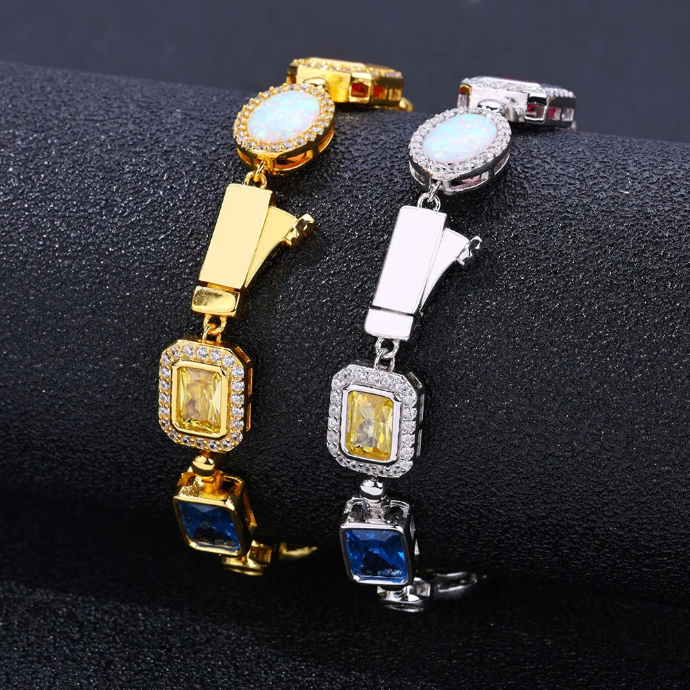 Women's Gold Plated Multi Color Cubic Zirconia Bracelet
