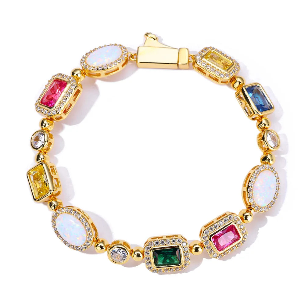 Women's Gold Plated Multi Color Cubic Zirconia Bracelet