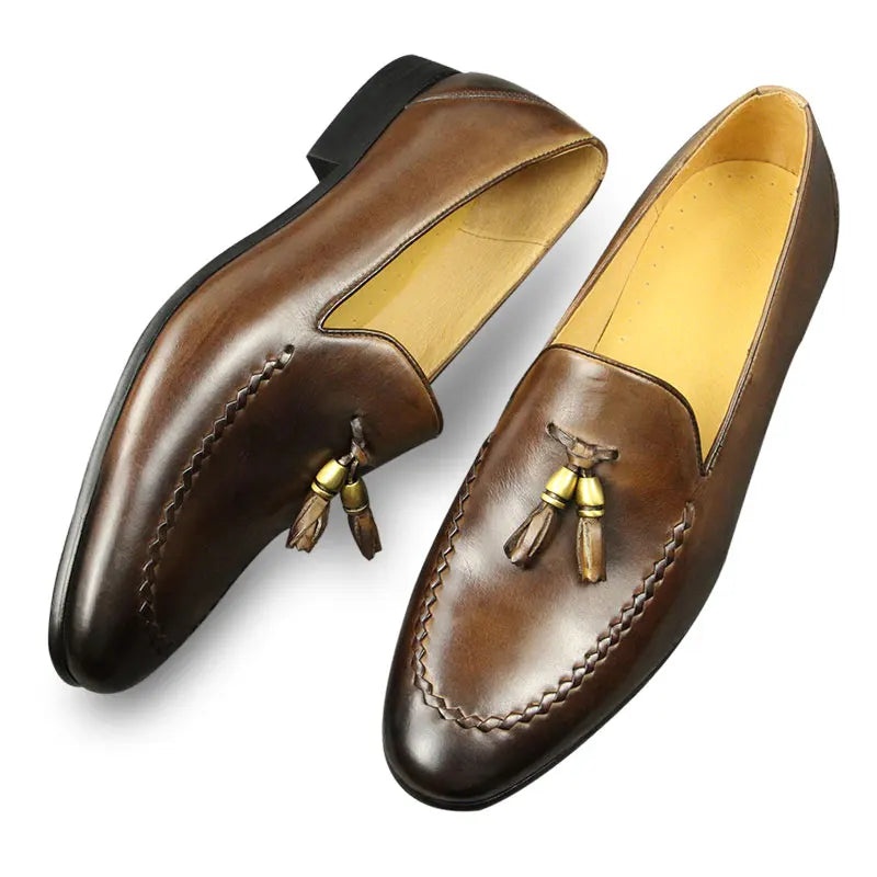 Men's Pure Cowhide Leather Dress Business Loafers Shoes