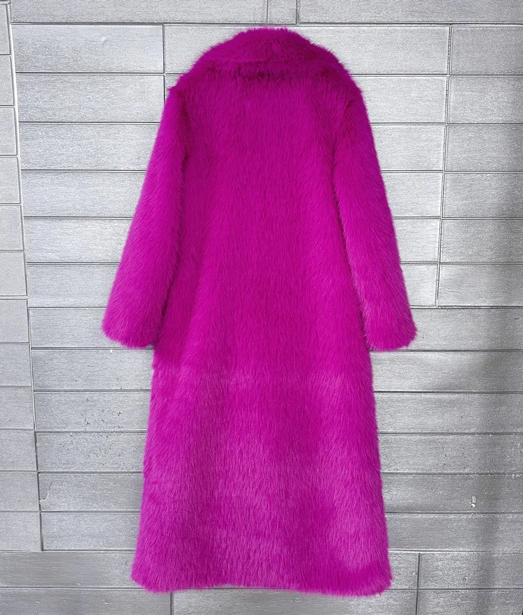 Women's Long Fluffy Faux Fur Coat