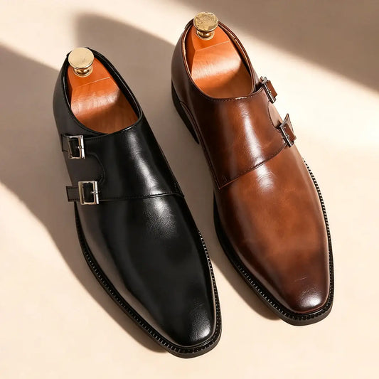 Men's Monk Leather Business Comfortable Oxfords Shoes