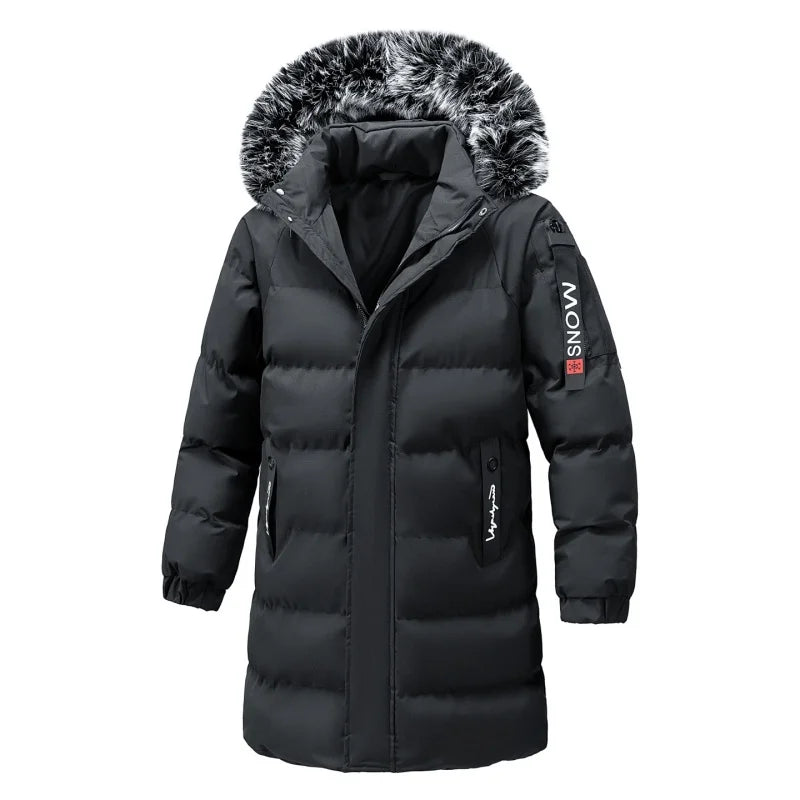 Men's Windproof Thick Hooded Jacket Parka