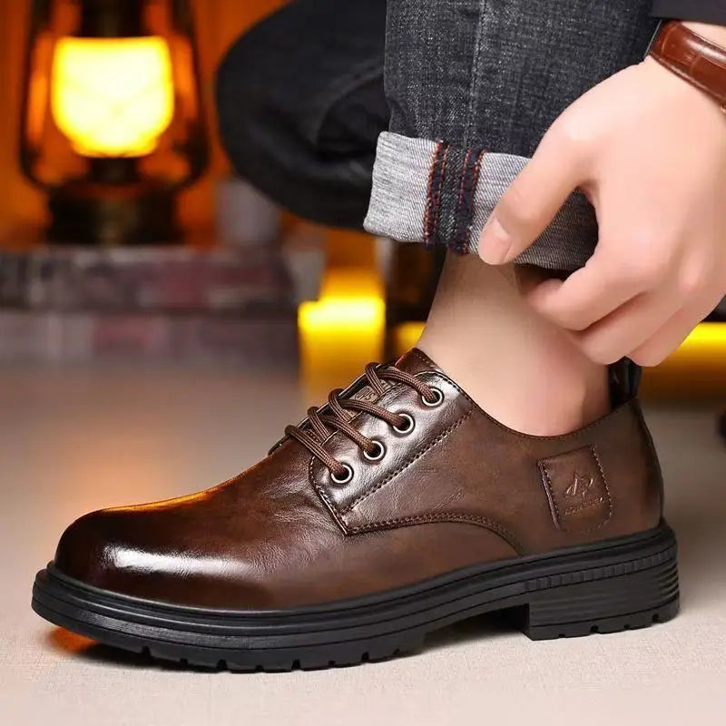 Men's Low Cut Genuine Leather British Retro Style Boots Shoes
