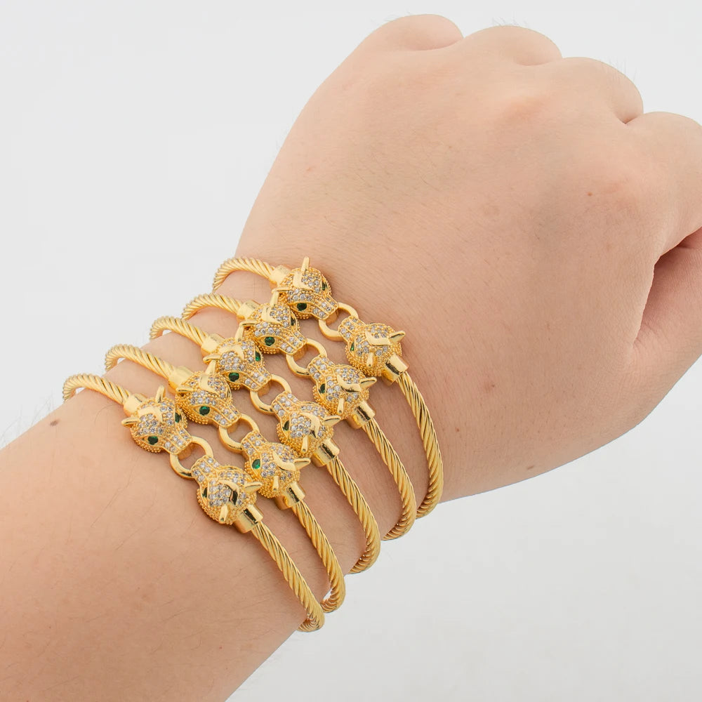 Women's Gold Color Charm White Zircon Bracelet