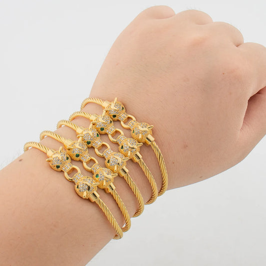 Women's Gold Color Charm White Zircon Bracelet