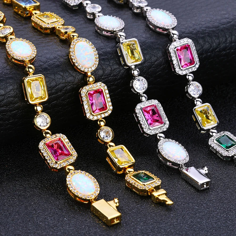Women's Gold Plated Multi Color Cubic Zirconia Bracelet