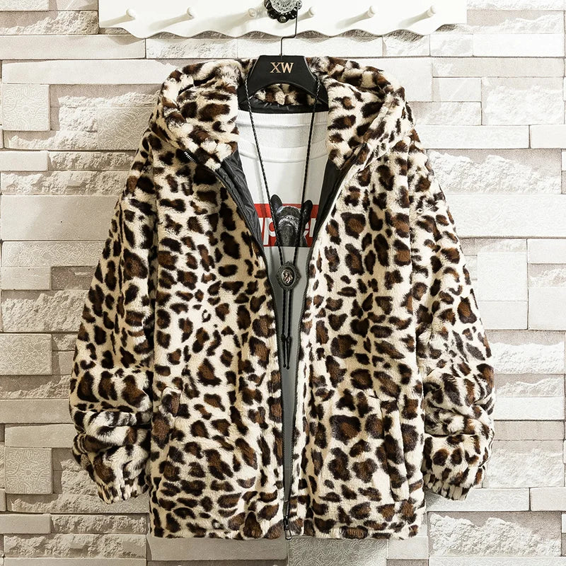 Women's Cow Faux Fur Turn Down Collar Casual Coat