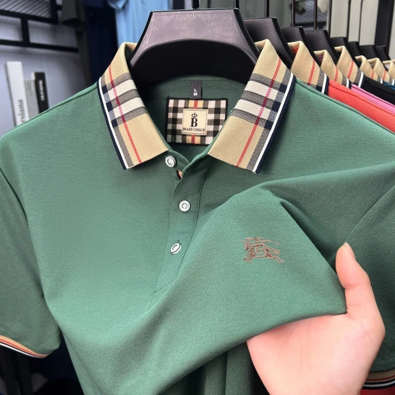Men's Silk Cotton Short Sleeve Polo T-shirt