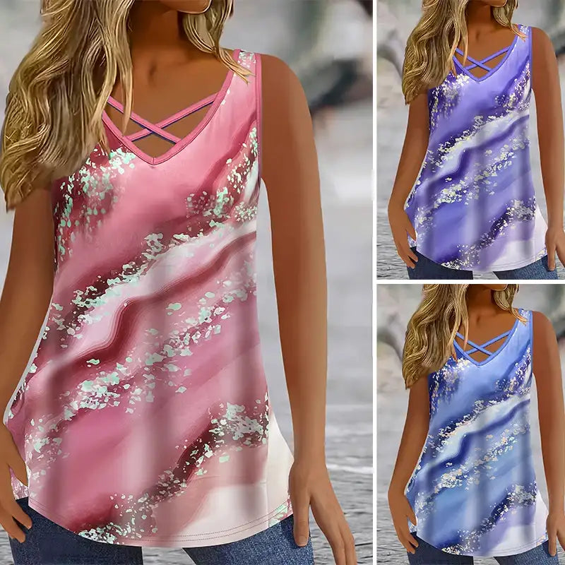 Women's Plus Size Marble Print Tank Top