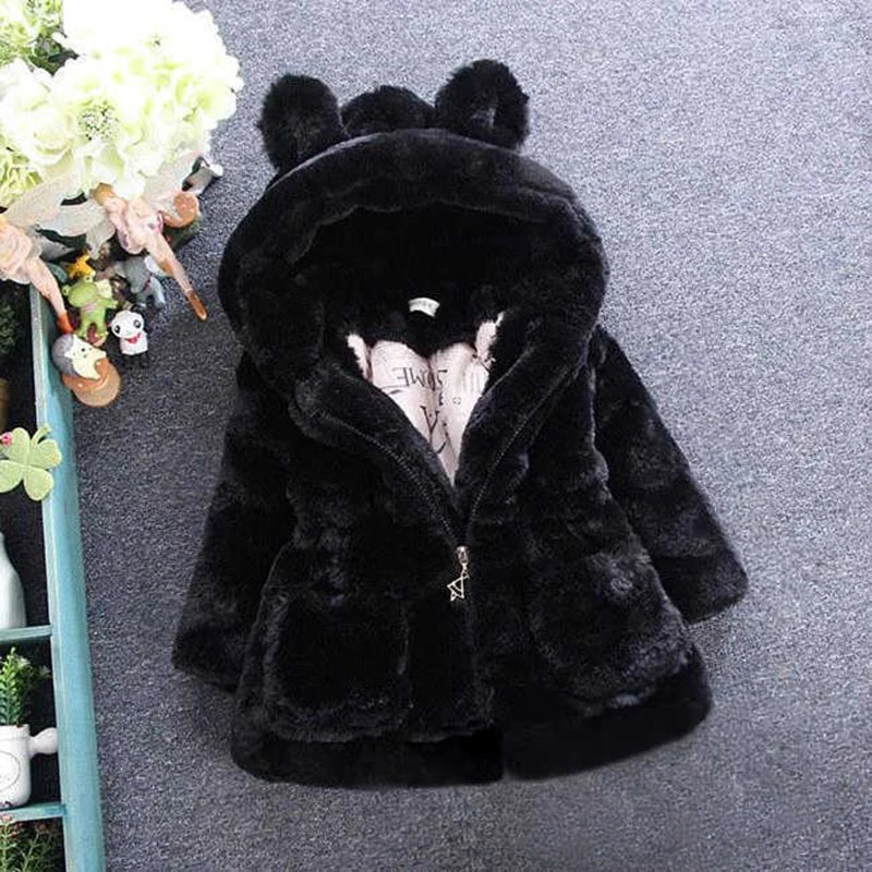 Girls Plush Warm Faux Fur Coat Jacket