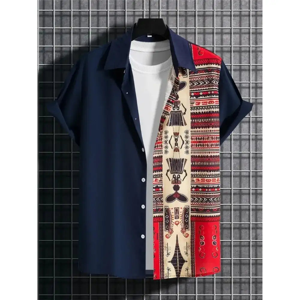 Men's Printed Retro Fashion Short Sleeved Shirt