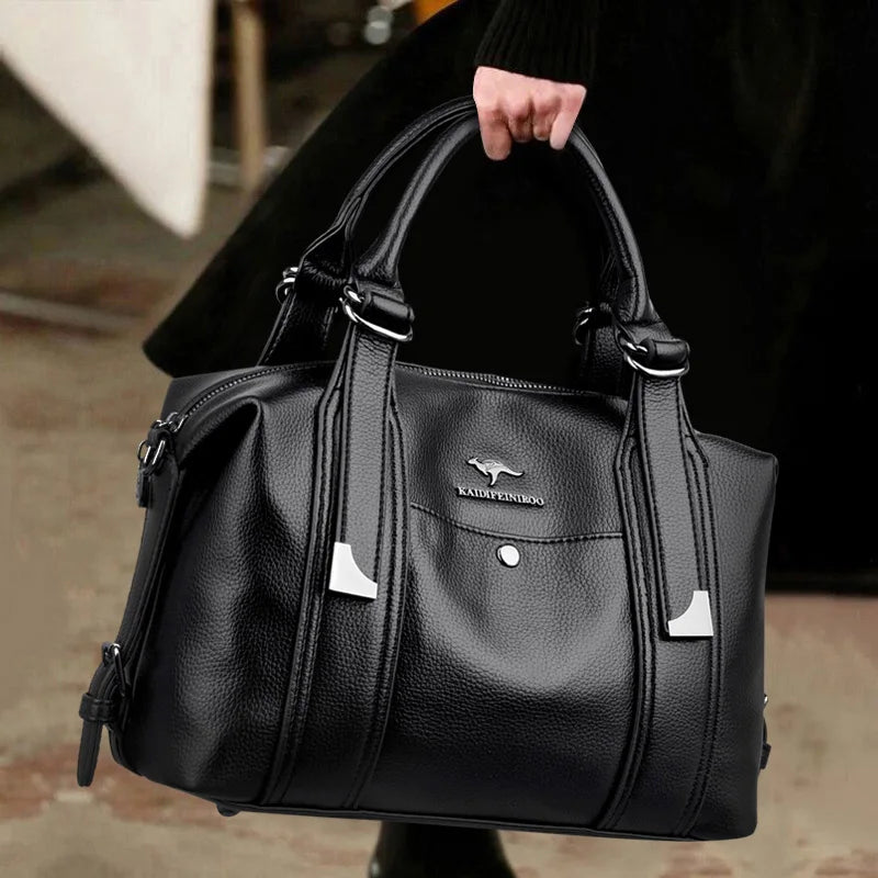 Woman's Luxury Designer Trendy Large Capacity Leather Handbag