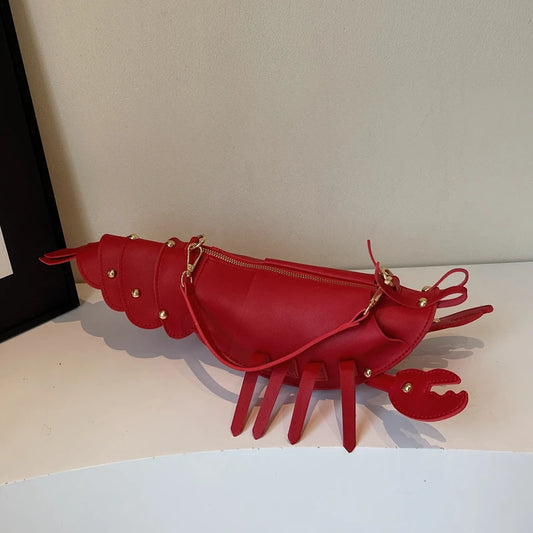 PU Zipper Lobster Shape Rivet Shoulder Bag