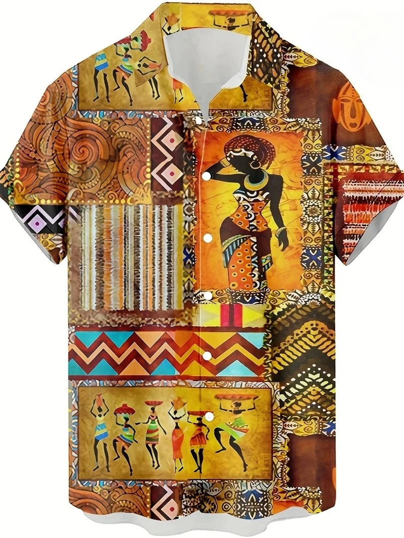 Men's Paisley Graphic Short Sleeved Bohemian T-shirt
