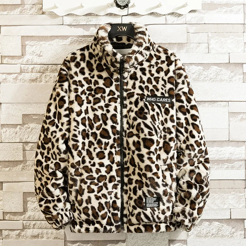 Women's Cow Faux Fur Turn Down Collar Casual Coat