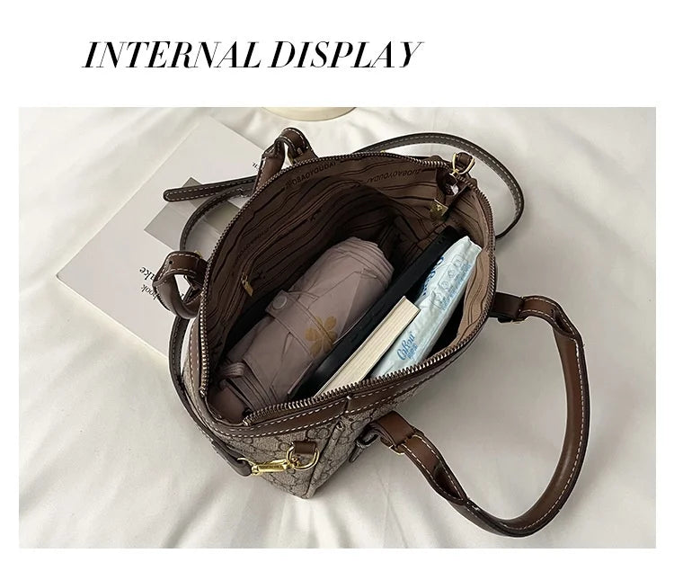 Women's Classic Monogram Print Handheld Satchel Bag