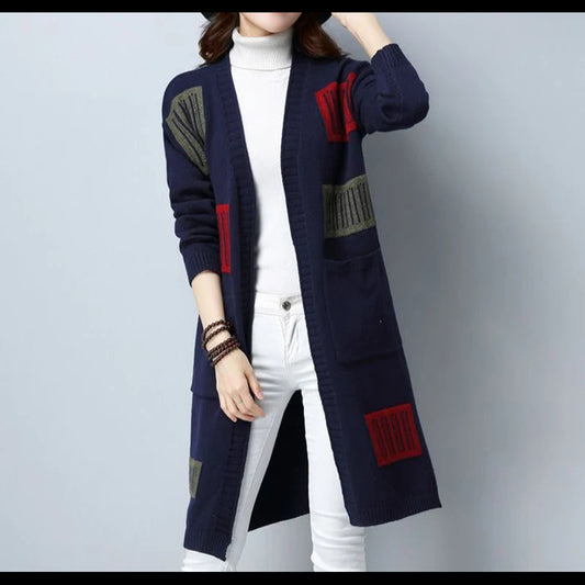 Women's Vintage Knitted  V Neck Long Sleeve Slim Sweater Cardigan