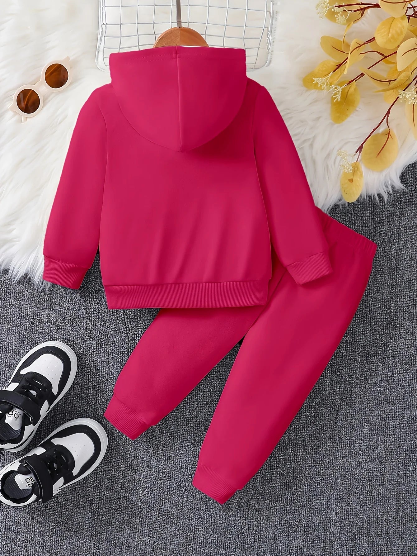 Kids' 2Pcs Cute Fleece Romper Sports Pants Set