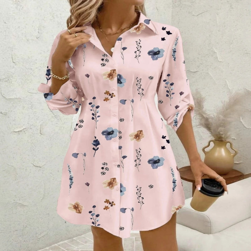 Women's Long Sleeve Midi Slim Waist Beach Dress