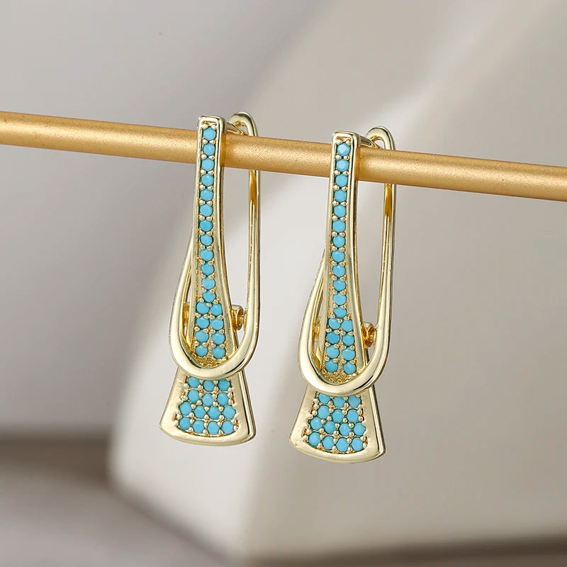 Ladies' Elegant Fashion Green Synthetic Turquoise Earrings