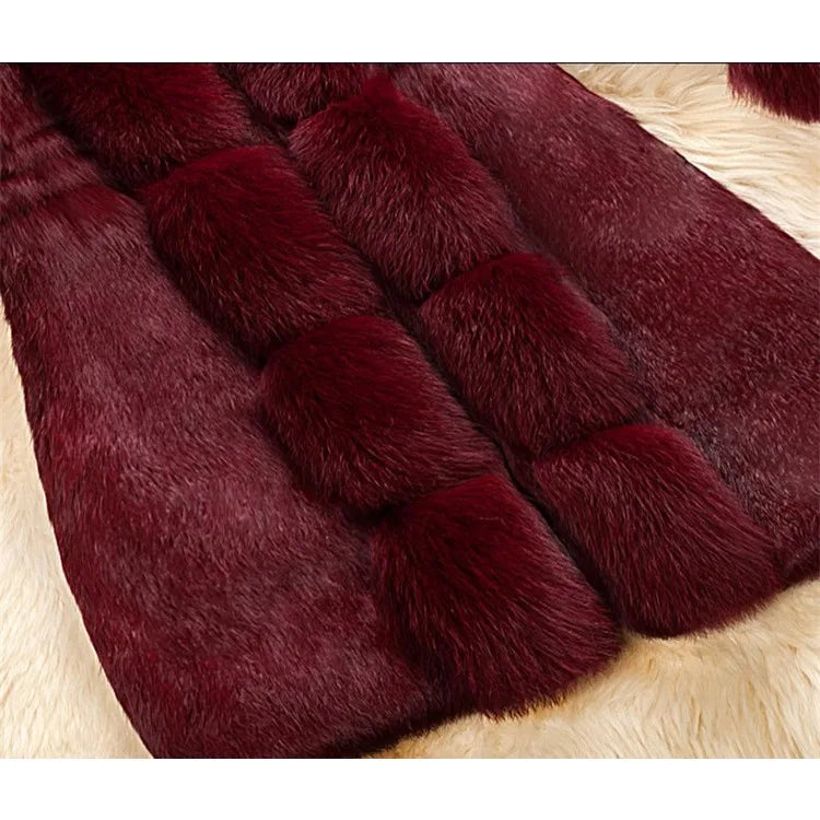 Women's Mid Length Large Size Fur Collar Coat