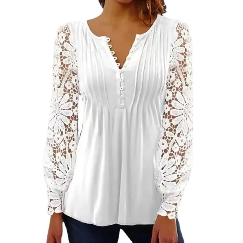 Women's V-neck Stylish Casual Loose Long Sleeve Shirt