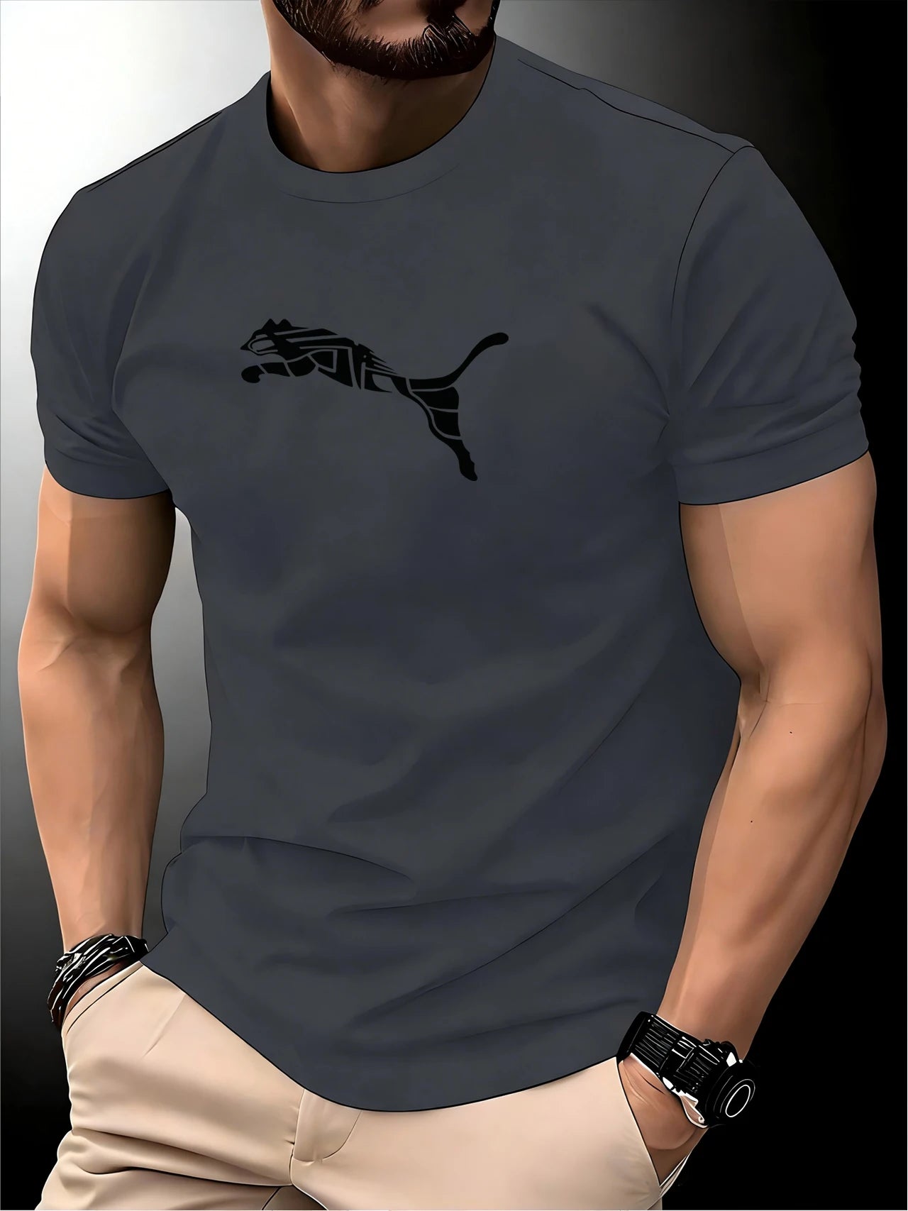 Men's Crewneck Casual Trend High End High Quality T-shirt